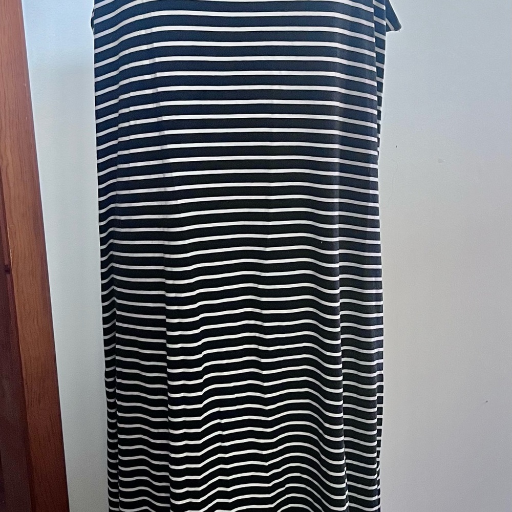 Navy and White Striped Knit Dress
